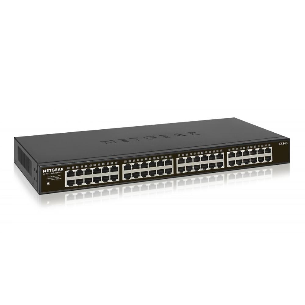 NETGEAR - GS348 No administrado Gigabit Ethernet (10/100/1000) 1U Negro