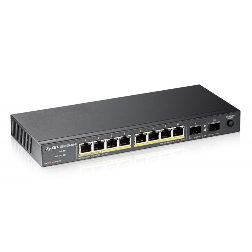 Zyxel - GS1100-10HP No administrado Gigabit Ethernet (10/100/1000) Energía sobre Ethernet (PoE) 1U Negro