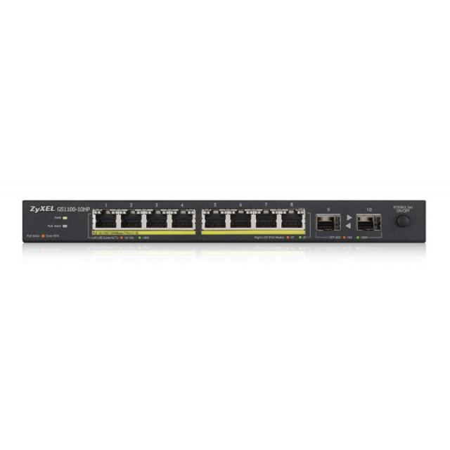 Zyxel - GS1100-10HP No administrado Gigabit Ethernet (10/100/1000) Energía sobre Ethernet (PoE) 1U Negro