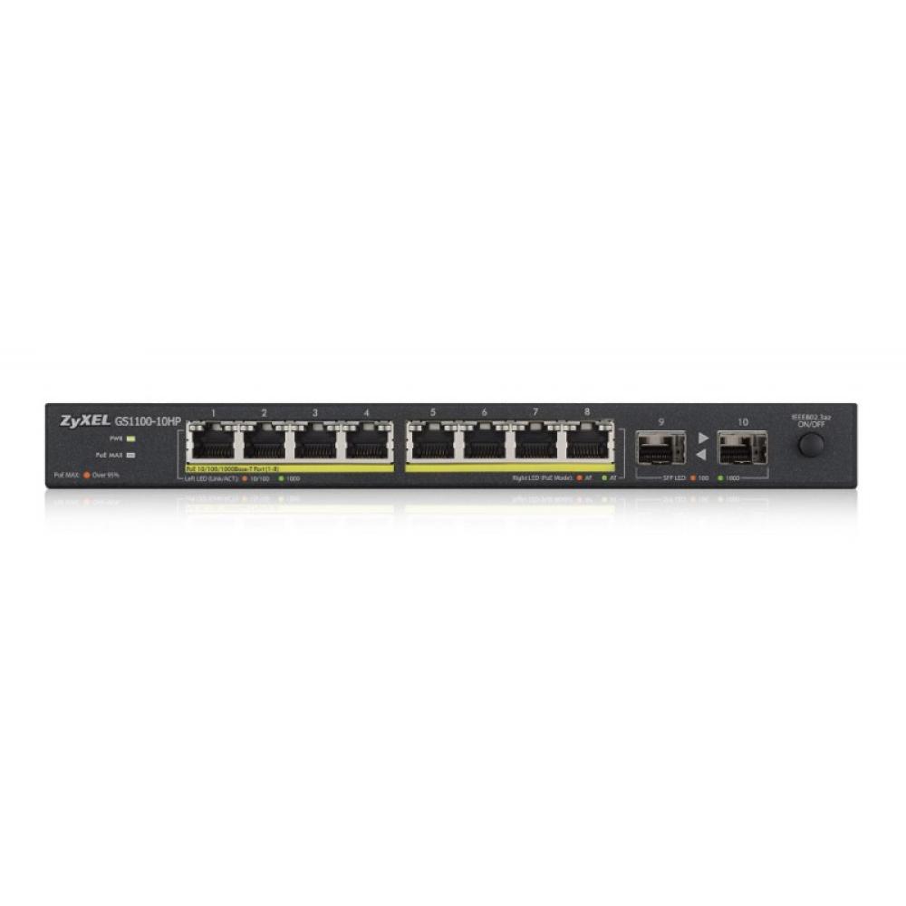 Zyxel - GS1100-10HP No administrado Gigabit Ethernet (10/100/1000) Energía sobre Ethernet (PoE) 1U Negro