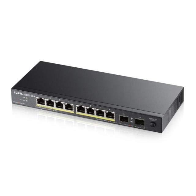 Zyxel - GS1100-10HP No administrado Gigabit Ethernet (10/100/1000) Energía sobre Ethernet (PoE) 1U Negro