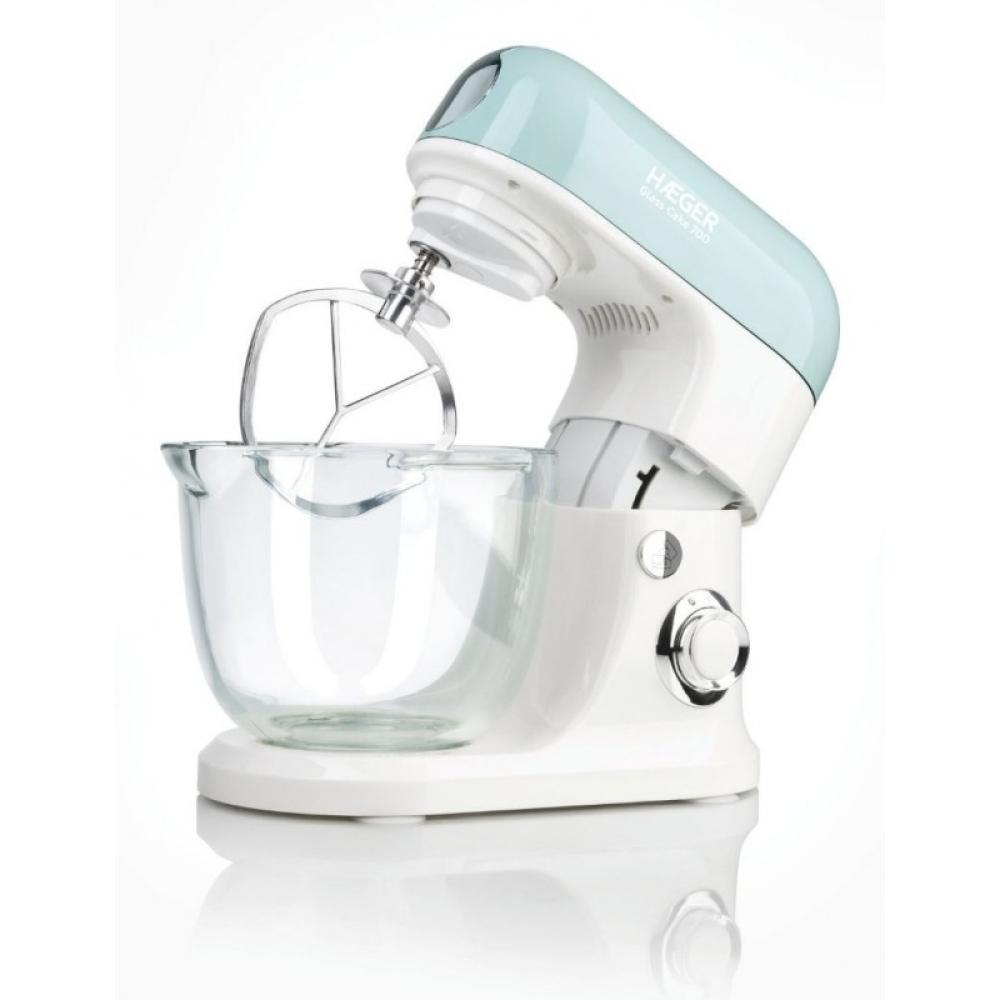 Haeger - Glass Cake 700 Batidora de varillas 700 W Color aguamarina, Blanco