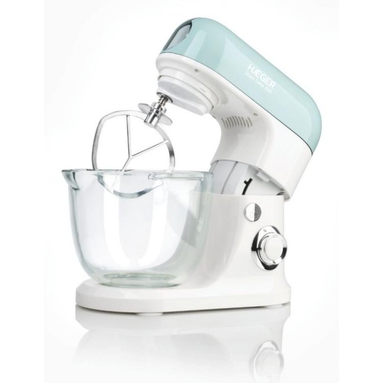 Haeger - Glass Cake 700 Batidora de varillas 700 W Color aguamarina, Blanco