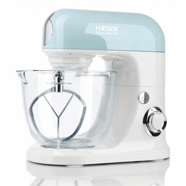 Haeger - Glass Cake 700 Batidora de varillas 700 W Color aguamarina, Blanco
