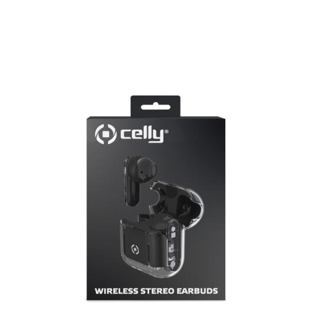Celly - SHEER Auriculares True Wireless Stereo (TWS) Dentro de oído Llamadas/Música Negro, Transparente