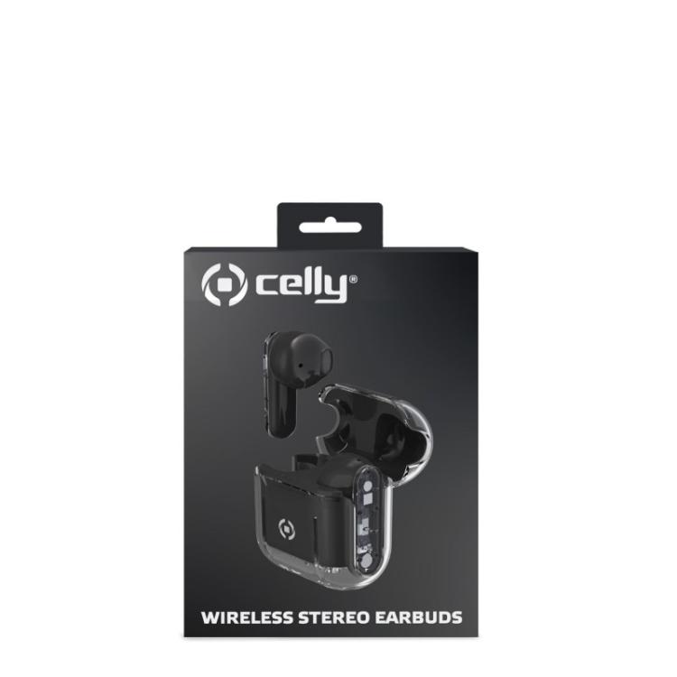 Celly - SHEER Auriculares True Wireless Stereo (TWS) Dentro de oído Llamadas/Música Negro, Transparente
