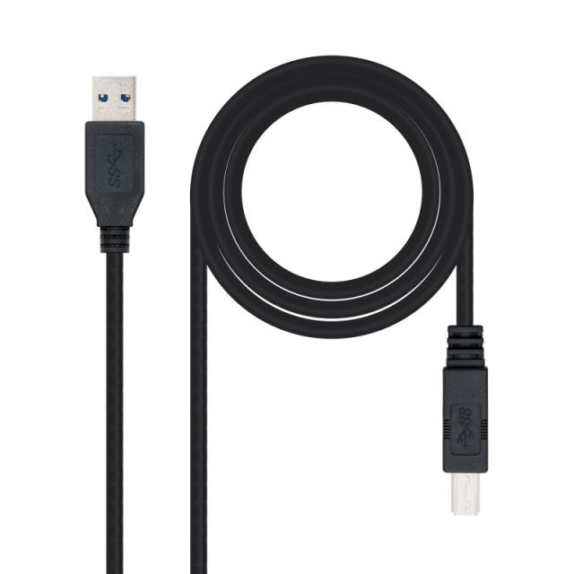 Nanocable - 10.01.0802-BK cable USB USB 3.2 Gen 1 (3.1 Gen 1) 2 m USB A USB B Negro