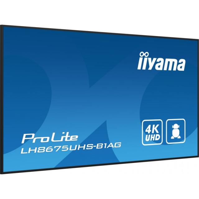 iiyama - LH8675UHS-B1AG pantalla de señalización Pantalla plana para señalización digital 2,17 m (85.6") LCD Wifi 500 cd / m² 4K