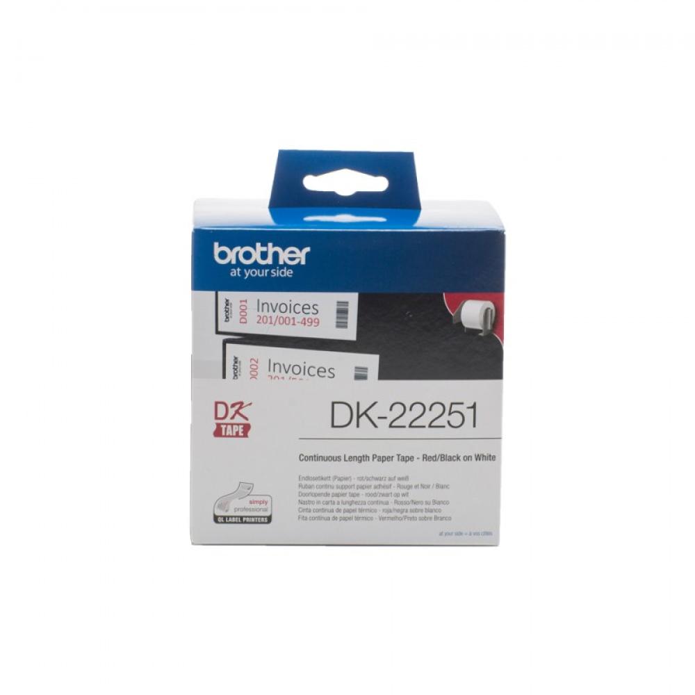 Brother - DK-22251 cinta para impresora de etiquetas Negro y rojo sobre blanco