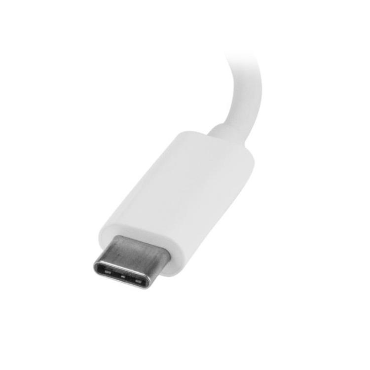 StarTech.com - Concentrador USB 3.0 (5Gbps) de 3 Puertos con USB-C y Ethernet Gigabit - Hub Ladrón de USB Convencional - Blanco