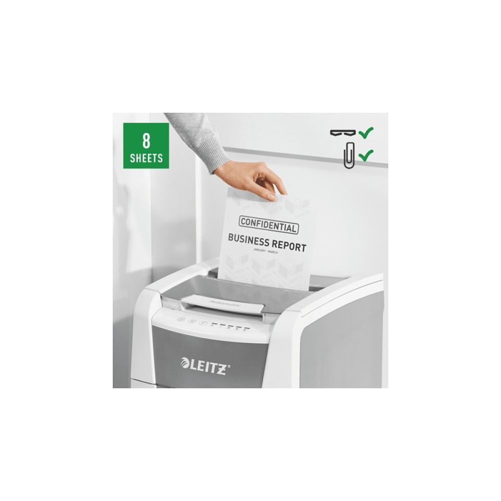 Leitz - 80110000 triturador de papel Corte cruzado 55 dB 22 cm Gris, Blanco