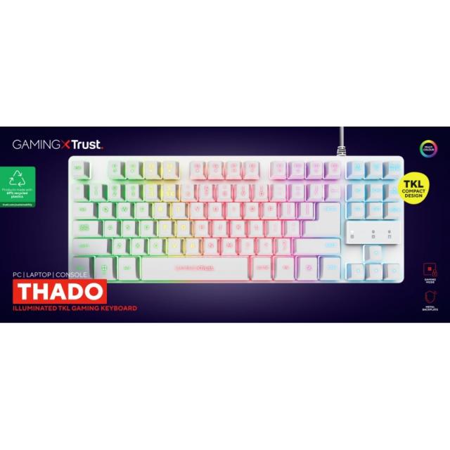 Trust - GXT 833W Thado teclado Juego USB QWERTY Español Blanco
