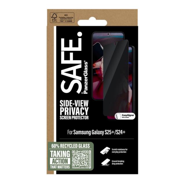PanzerGlass - SAFE. by ® Privacy Screen Protector Samsung Galaxy S25+ / S24+ / Ultra-Wide Fit w. EasyAligner Protector de pantal