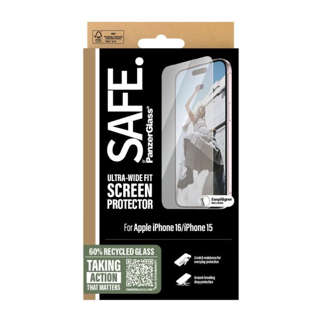 PanzerGlass - SAFE. by ® Screen Protector iPhone 16 / 15 / Ultra-Wide Fit Protector de pantalla Apple 1 pieza(s)