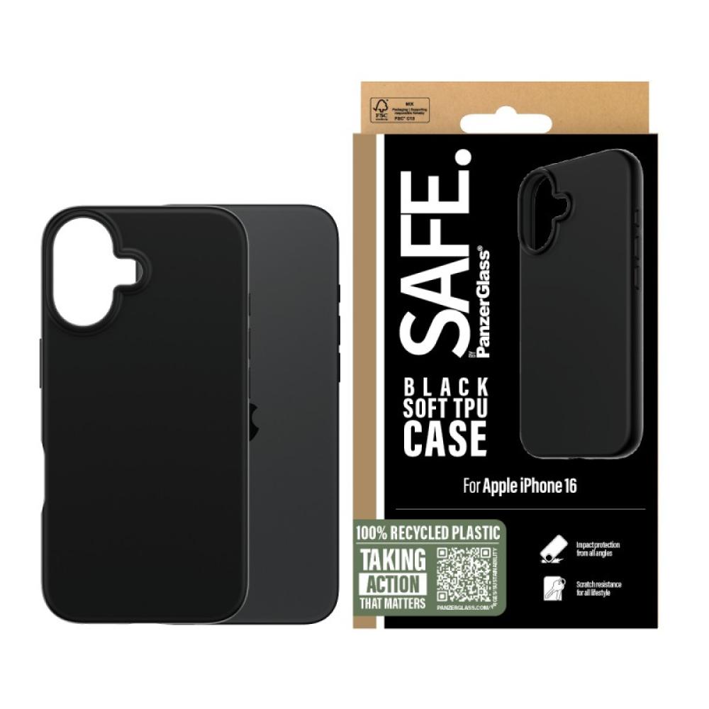 PanzerGlass - SAFE. by ® TPU Case Black iPhone 16 funda para teléfono móvil Negro
