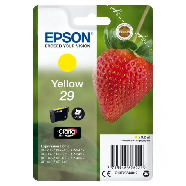 Epson - Strawberry Singlepack Yellow 29 Claria Home Ink - C13T29844012
