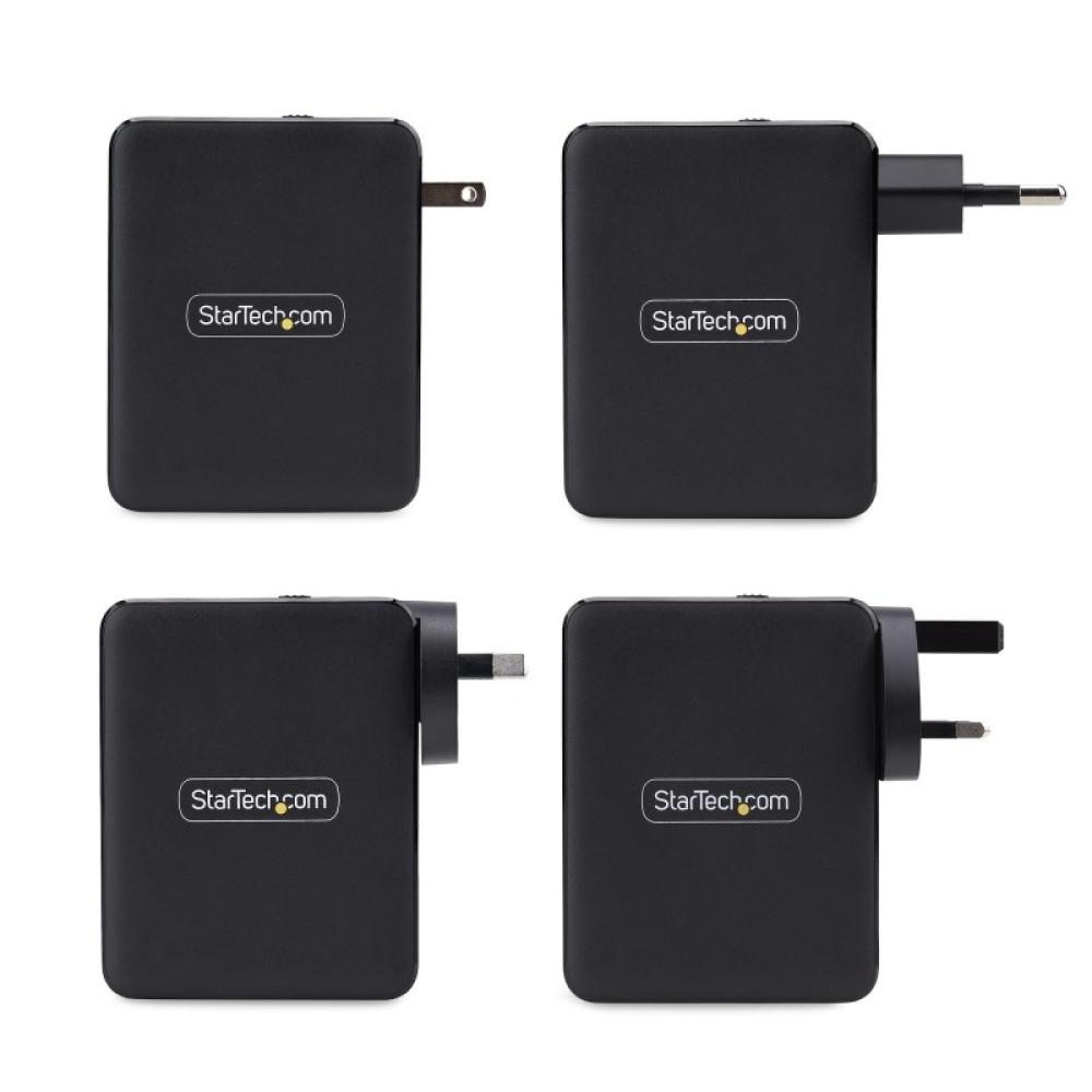 StarTech.com - Cargador USB-C/USB-A de Pared GaN PD de 140W - 3x USB-C/1x USB-A - Cargador Internacional para Portátil MacBook/D