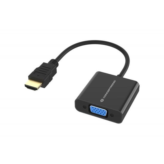 Conceptronic - ABBY20B adaptador de cable de vídeo 0,25 m HDMI tipo A (Estándar) VGA (D-Sub) Negro
