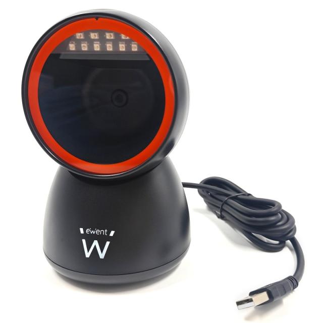 Ewent - EW3450 lector de código de barras Lector de códigos de barras fijo 1D/2D CMOS Negro