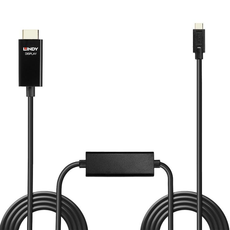 Lindy - 43315 adaptador de cable de vídeo 5 m USB Tipo C HDMI tipo A (Estándar) Negro