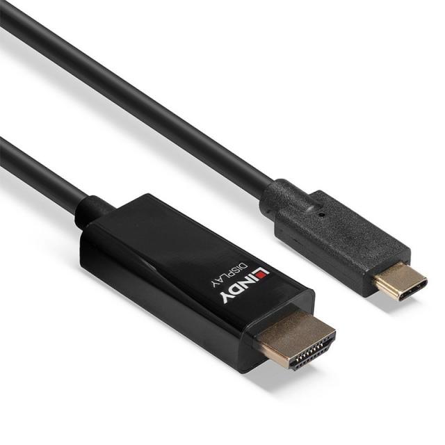 Lindy - 43315 adaptador de cable de vídeo 5 m USB Tipo C HDMI tipo A (Estándar) Negro