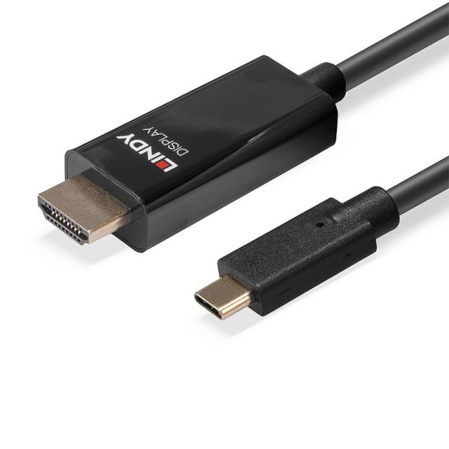 Lindy - 43315 adaptador de cable de vídeo 5 m USB Tipo C HDMI tipo A (Estándar) Negro