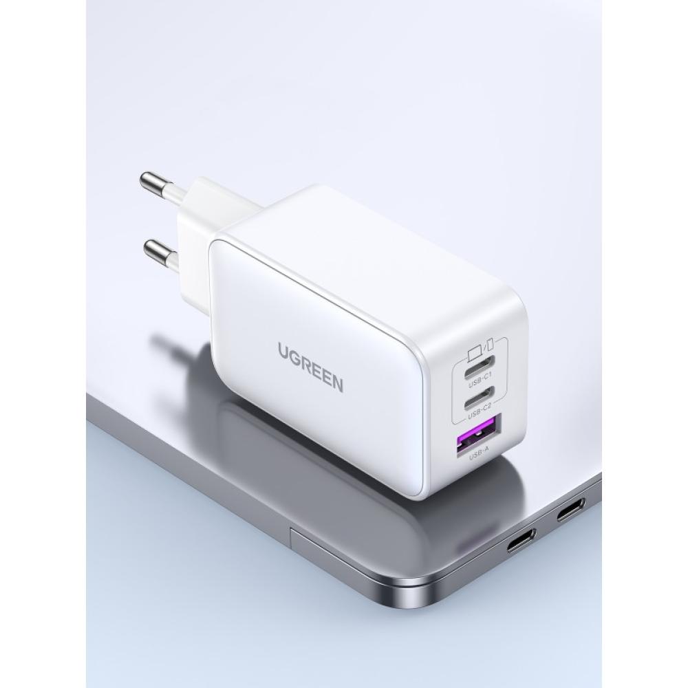 Ugreen - Nexode USB-A+2*USB-C 65W GaN Tech Fast Charger White Lector de libros electrónicos, Auriculares, Auriculares, Teléfono