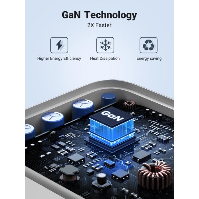 Ugreen - Nexode USB-A+2*USB-C 65W GaN Tech Fast Charger White Lector de libros electrónicos, Auriculares, Auriculares, Teléfono