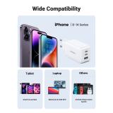 Ugreen - Nexode USB-A+2*USB-C 65W GaN Tech Fast Charger White Lector de libros electrónicos, Auriculares, Auriculares, Teléfono