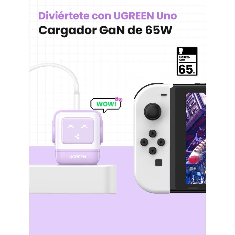 Ugreen - Nexode RG 65W 3-Port GaN Ordenador portátil, Teléfono móvil, Ratón, Portátil, Batería portátil, Teléfono Rosa Corriente