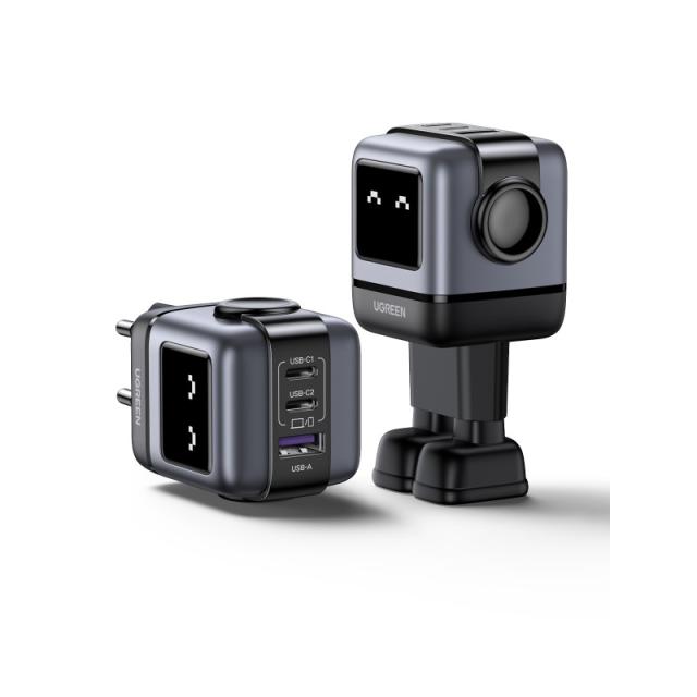 Ugreen - Nexode RG 65W 3-Port GaN Ordenador portátil, Teléfono móvil, Portátil, Batería portátil, Teléfono Gris Corriente altern