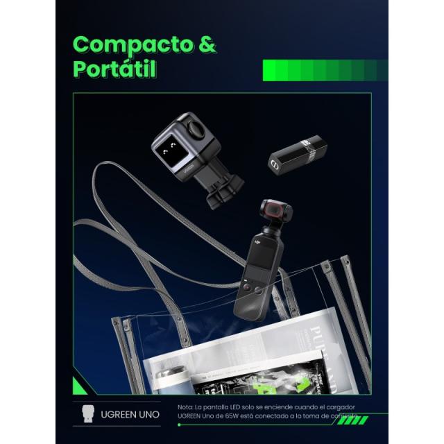 Ugreen - Nexode RG 65W 3-Port GaN Ordenador portátil, Teléfono móvil, Portátil, Batería portátil, Teléfono Gris Corriente altern