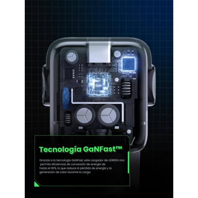 Ugreen - Nexode RG 65W 3-Port GaN Ordenador portátil, Teléfono móvil, Portátil, Batería portátil, Teléfono Gris Corriente altern