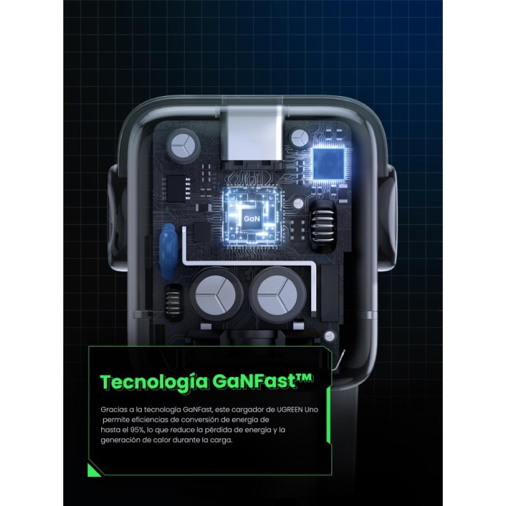Ugreen - Nexode RG 65W 3-Port GaN Ordenador portátil, Teléfono móvil, Portátil, Batería portátil, Teléfono Gris Corriente altern