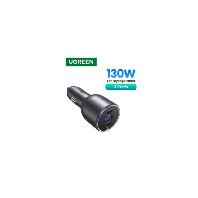 Ugreen - 130W 3-Port Fast Car Char gray Auriculares, Ordenador portátil, Teléfono móvil, Portátil, Batería portátil, Teléfono Gr