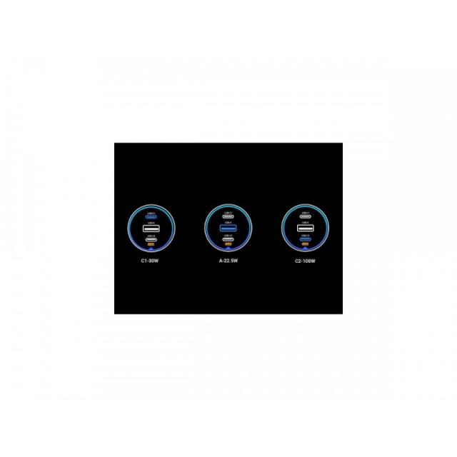 Ugreen - 130W 3-Port Fast Car Char gray Auriculares, Ordenador portátil, Teléfono móvil, Portátil, Batería portátil, Teléfono Gr