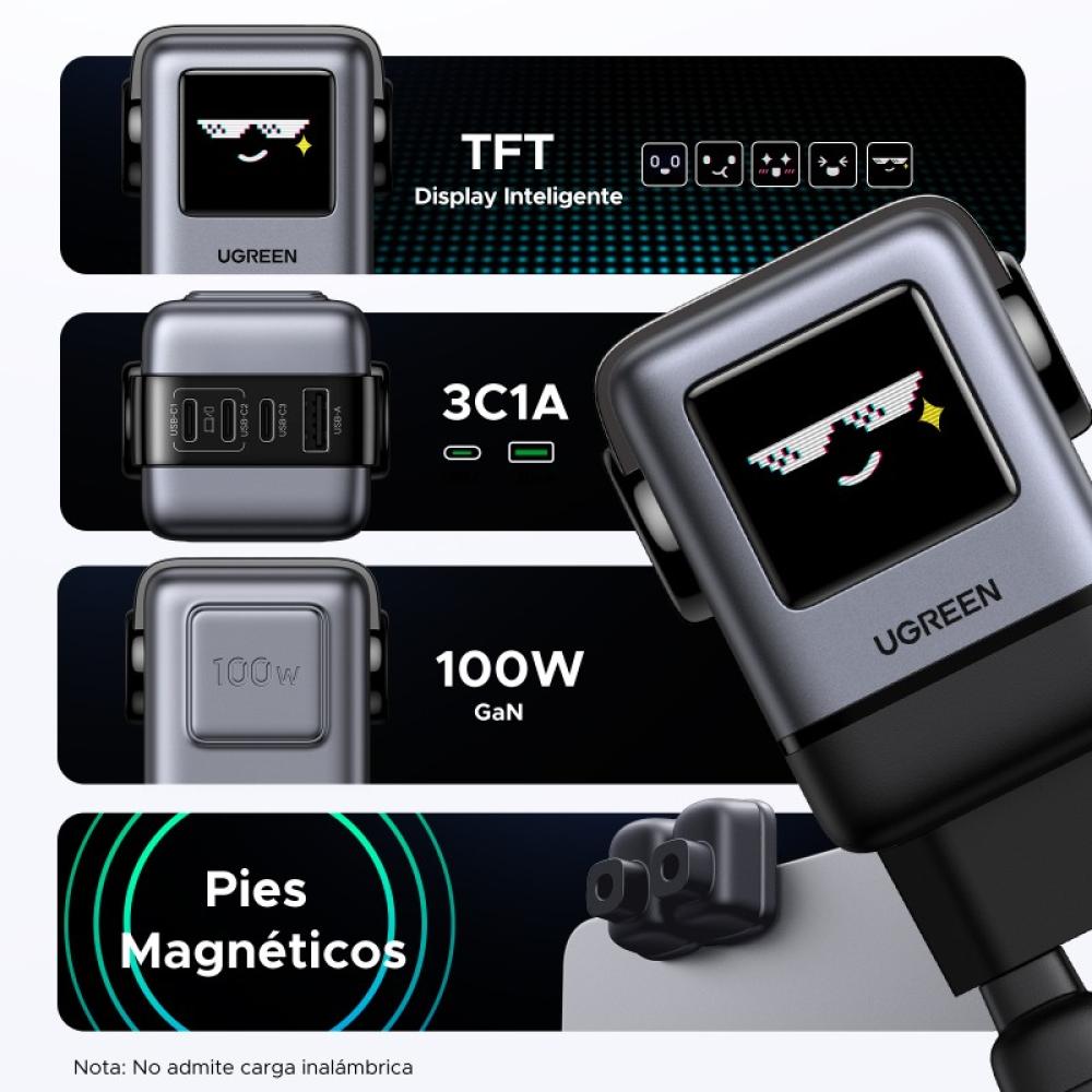 Ugreen - 45515B cargador de dispositivo móvil Ordenador portátil, Teléfono móvil, Portátil, Batería portátil, Teléfono Gris Corr