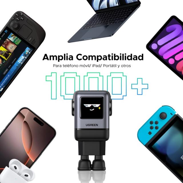 Ugreen - 45515B cargador de dispositivo móvil Ordenador portátil, Teléfono móvil, Portátil, Batería portátil, Teléfono Gris Corr