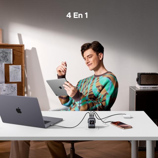 Ugreen - 45515B cargador de dispositivo móvil Ordenador portátil, Teléfono móvil, Portátil, Batería portátil, Teléfono Gris Corr