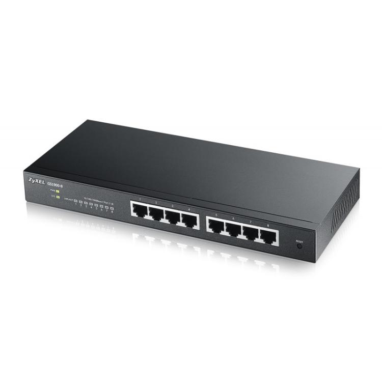 Zyxel - GS1900-8 Gestionado L2 Gigabit Ethernet (10/100/1000) Negro - GS1900-8-EU0101F