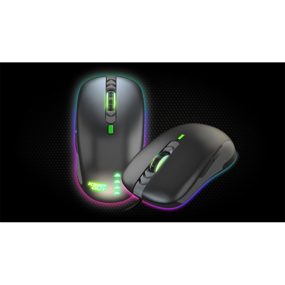 KeepOut - X9CH ratón Juego Ambidextro USB tipo A Laser 8200 DPI