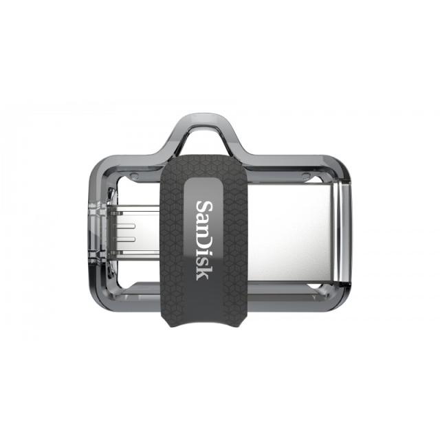SanDisk - Ultra Dual m3.0 unidad flash USB 64 GB USB Type-A / Micro-USB 3.2 Gen 1 (3.1 Gen 1) Negro, Plata, Transparente
