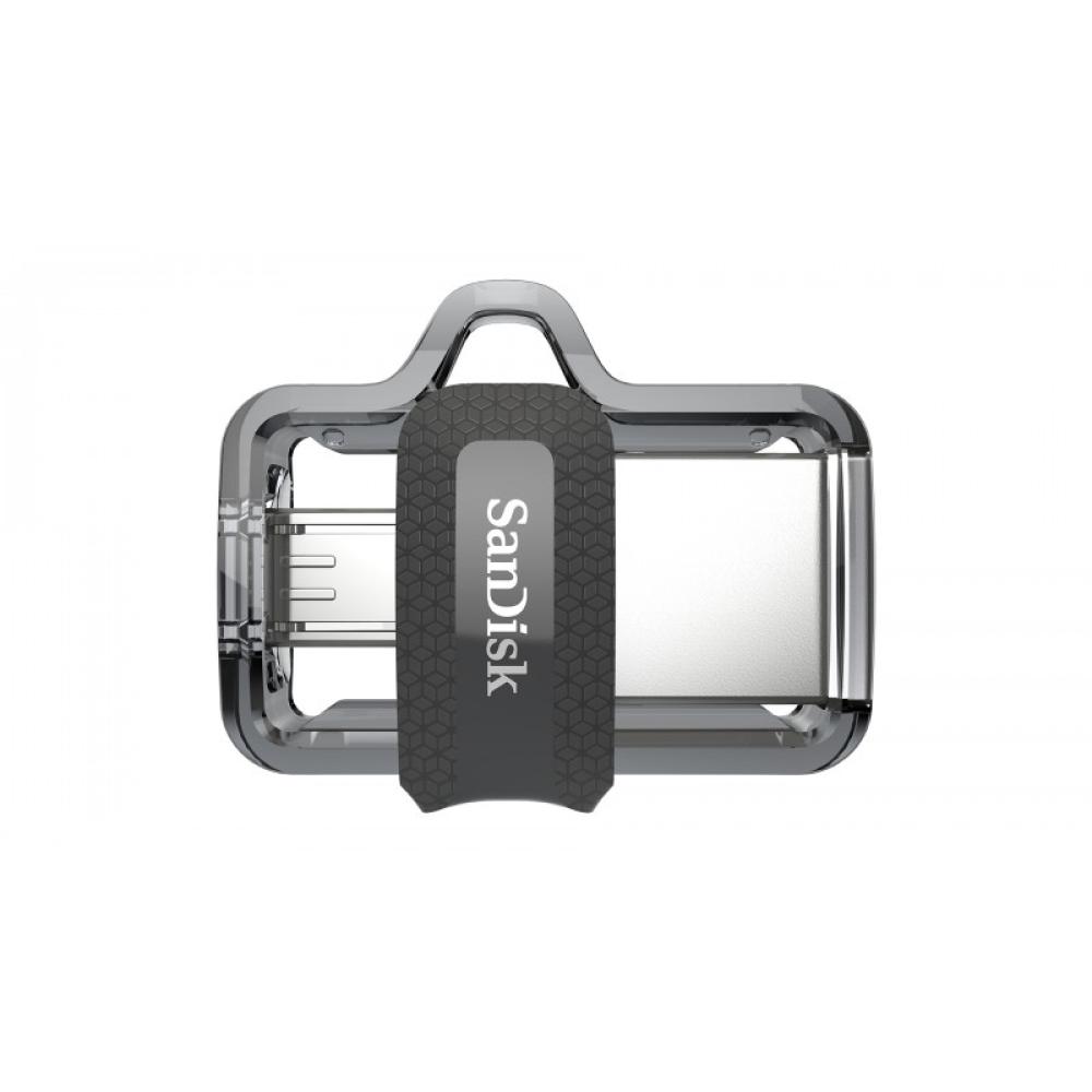 SanDisk - Ultra Dual m3.0 unidad flash USB 64 GB USB Type-A / Micro-USB 3.2 Gen 1 (3.1 Gen 1) Negro, Plata, Transparente