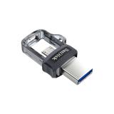 SanDisk - Ultra Dual m3.0 unidad flash USB 64 GB USB Type-A / Micro-USB 3.2 Gen 1 (3.1 Gen 1) Negro, Plata, Transparente
