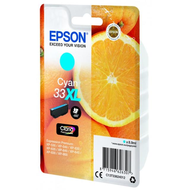 Epson - Oranges Singlepack Cyan 33XL Claria Premium Ink