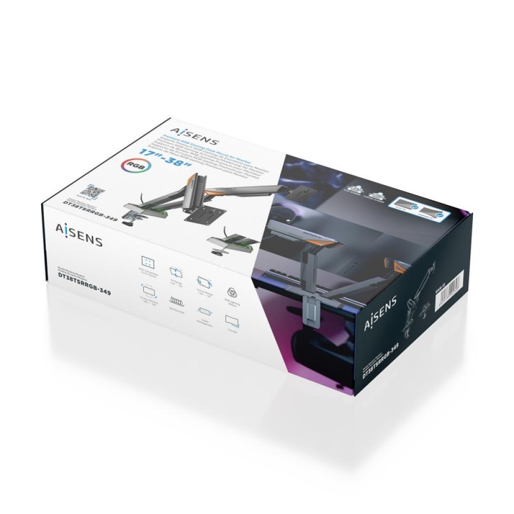 AISENS - DT38TSRRGB-349 soporte para monitor 96,5 cm (38") Escritorio Negro, Blanco