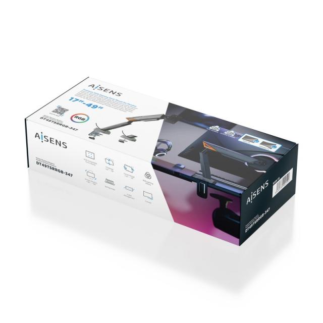 AISENS - DT49TSRRGB-347 soporte para monitor 124,5 cm (49") Escritorio Negro, Gris