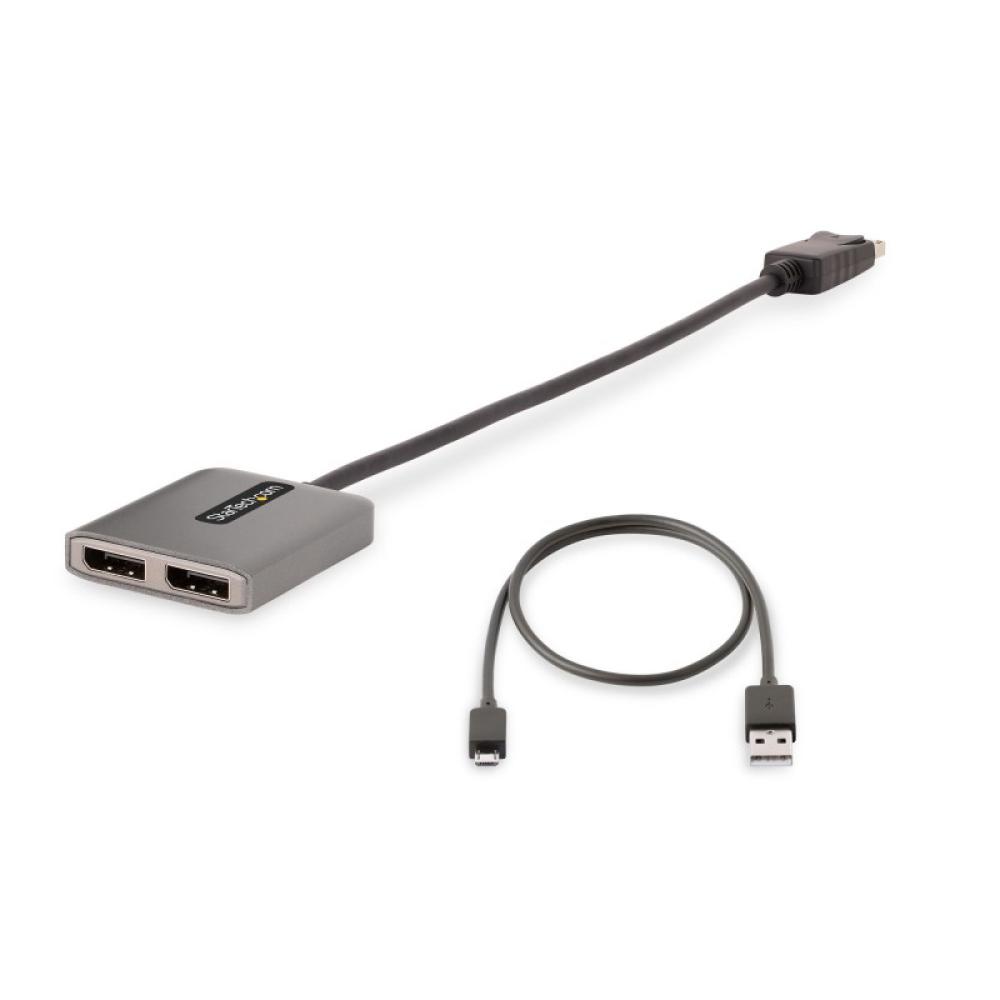 StarTech.com - Hub MST de 2 Puertos DisplayPort 1.4 - Divisor Splitter DP para 2 Monitores - Adaptador DisplayPort a 2x DisplayP