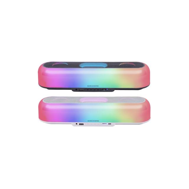 Mars Gaming - MSB-ORB, Altavoz Portátil + Barra de Sonido 20W, Iluminación Orbilight RGB 360º, Soundbar con Sistema de Triple Dr