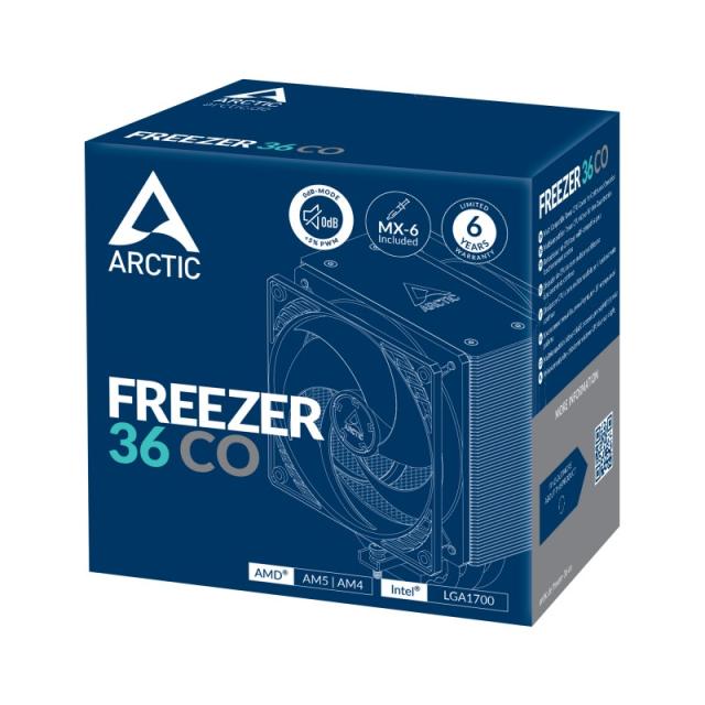 ARCTIC - Freezer 36 CO Procesador Refrigerador de aire 12 cm Negro, Plata 1 pieza(s)